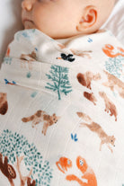 Baby Muslin Swaddle Blanket Close Up - Llama Adventures