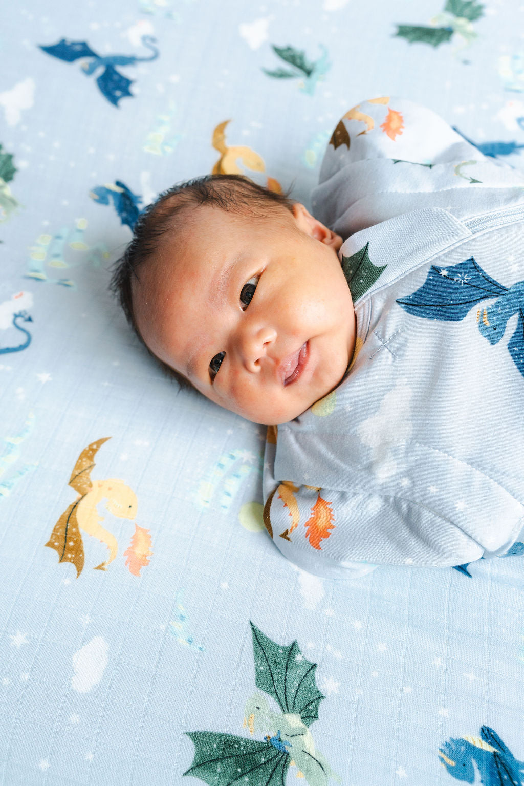 Baby Sleep Sack Swaddle Wrap Close Up - Magical Dragons