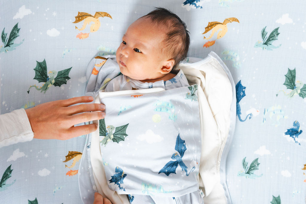 Baby Sleep Sack Swaddle Wrap Inside Detail - Magical Dragons