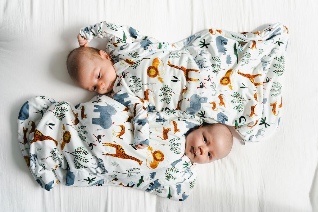 Baby Swaddle Wrap and 1.0 Tog Sleep Sack - Safari Jungle