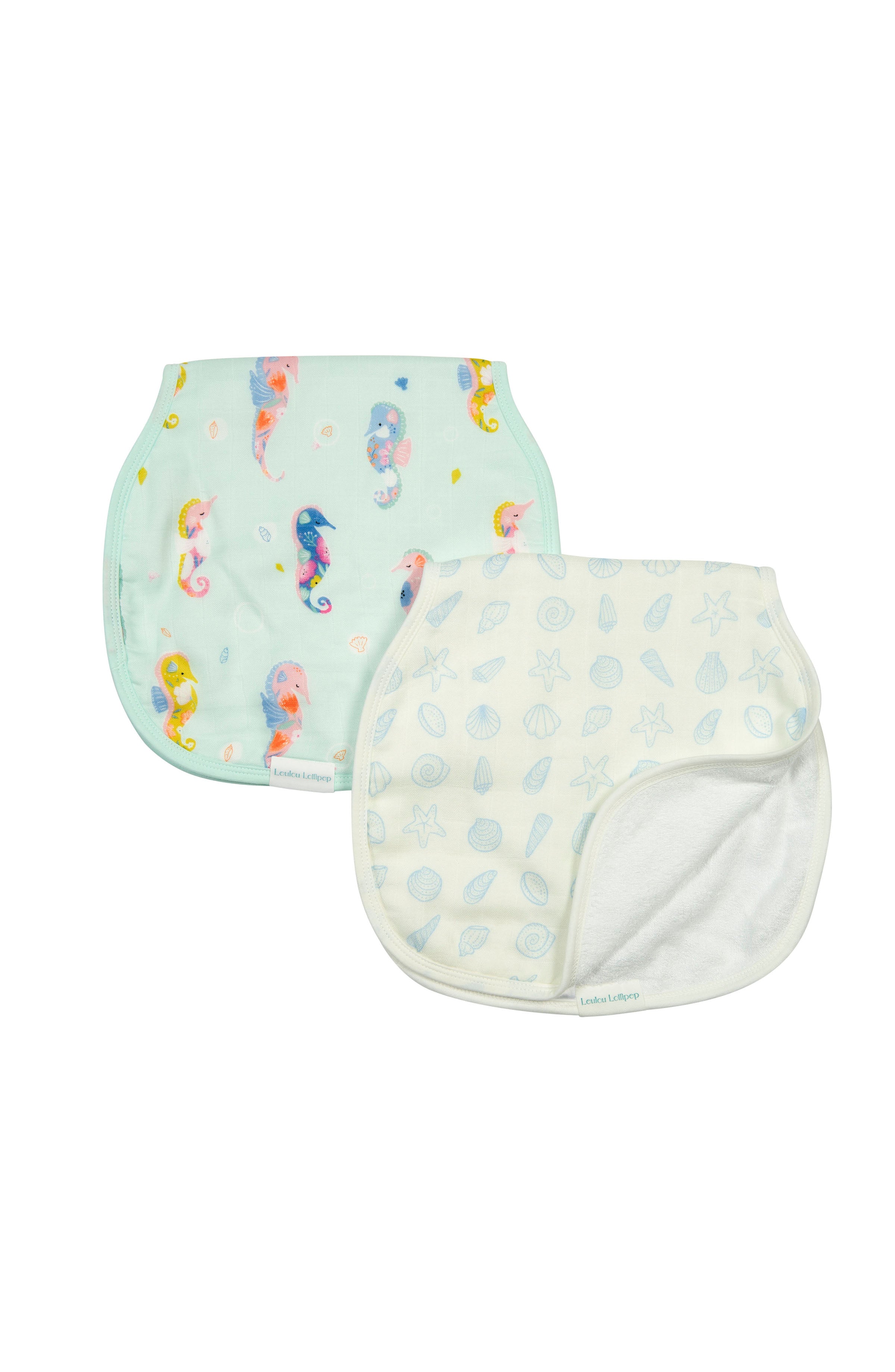 Burp Cloth Set - 2 Pack - Painterly Seahorses