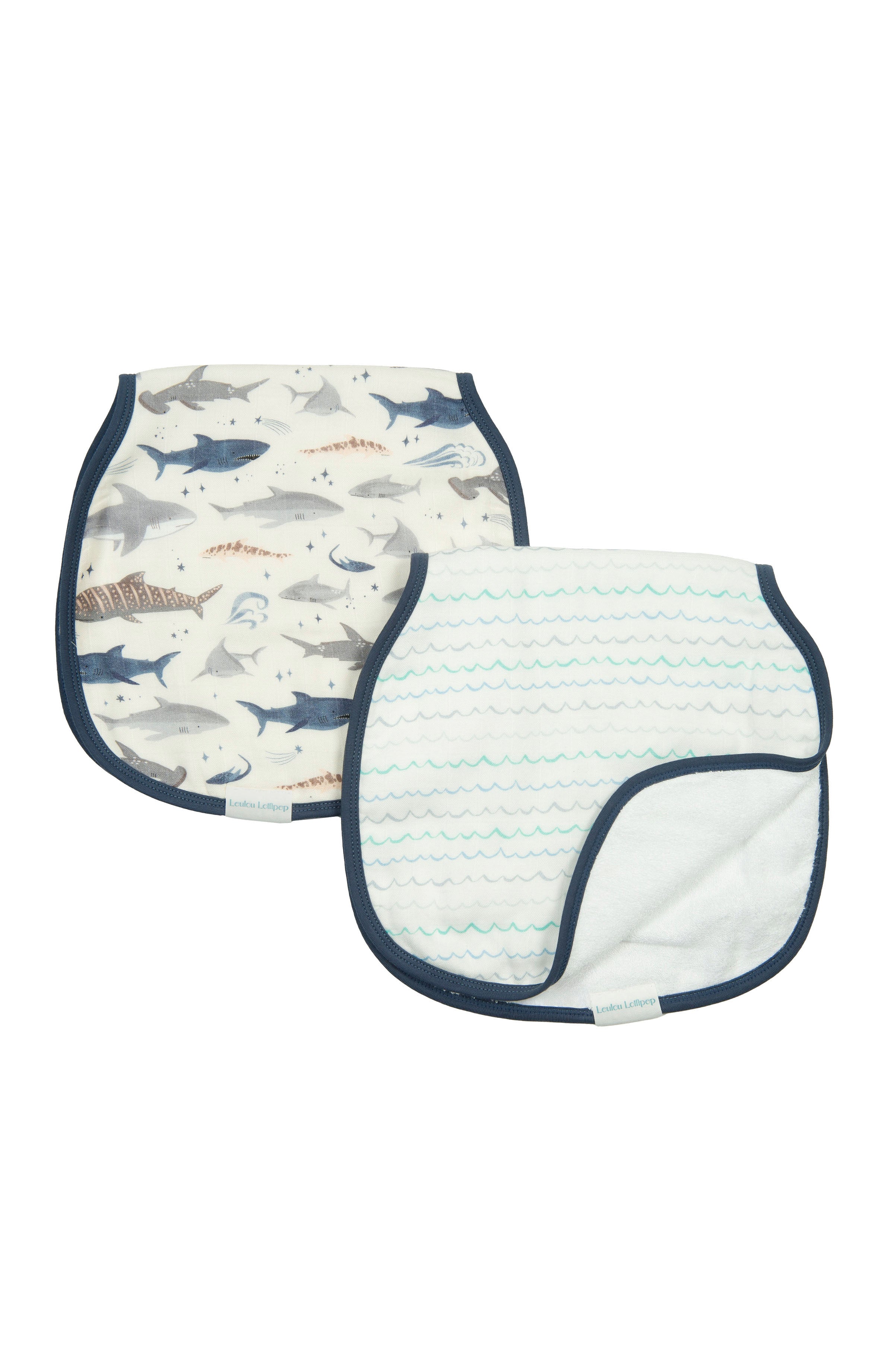 Burp Cloth Set - 2 Pack - Smiley Sharks