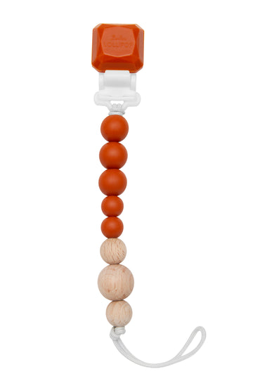 Colour Pop Silicone & Wood Pacifier Clip