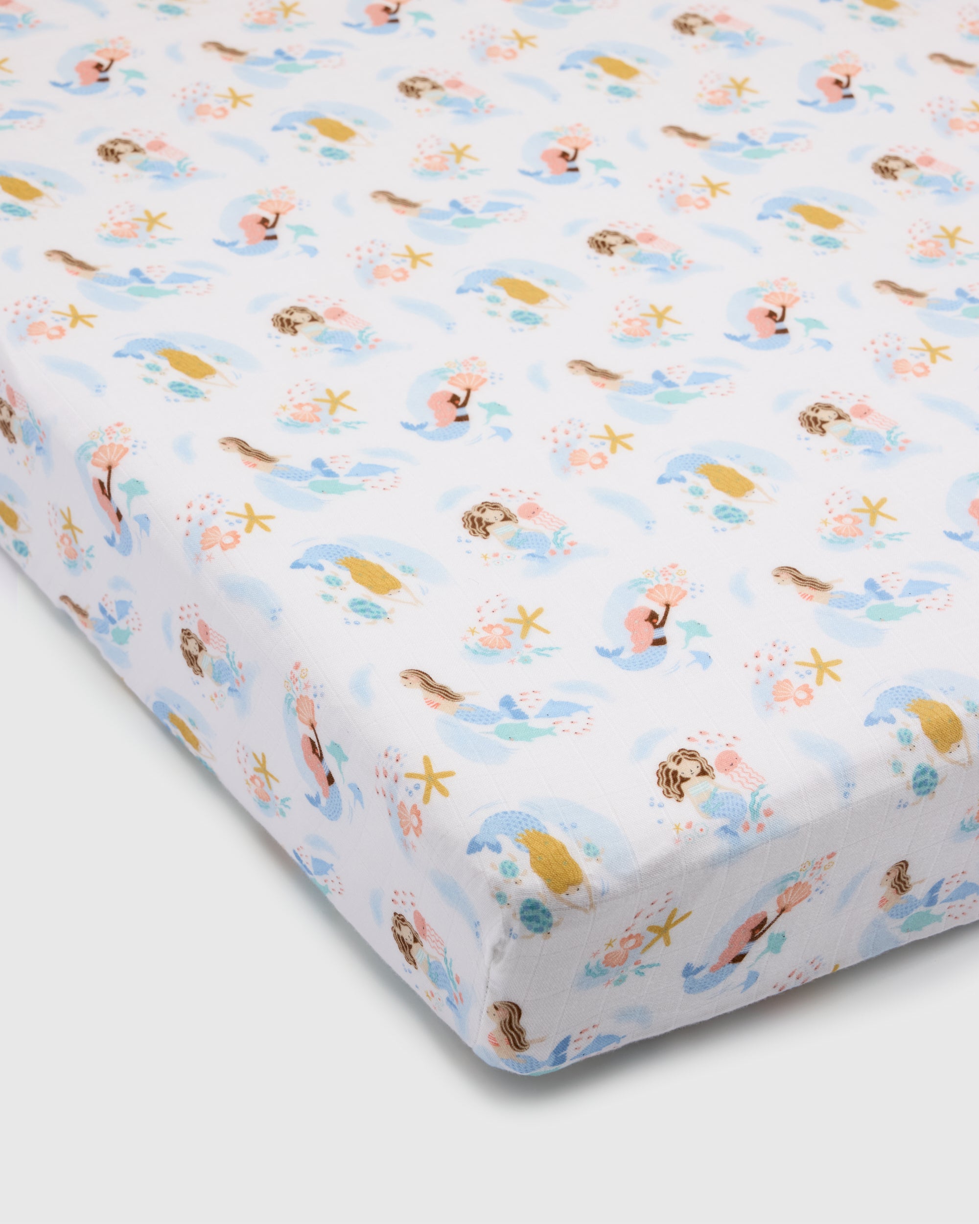 Muslin Fitted Crib Sheet - Mermaids