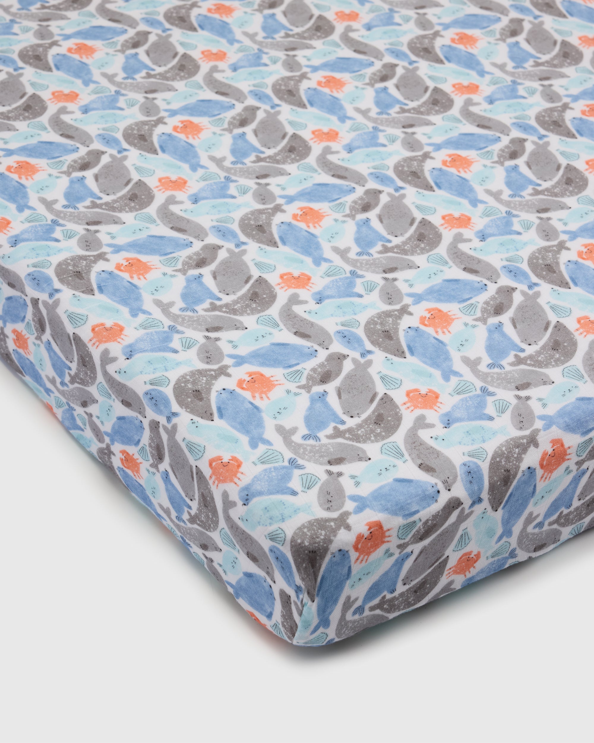 Muslin Fitted Crib Sheet - Silly Seals