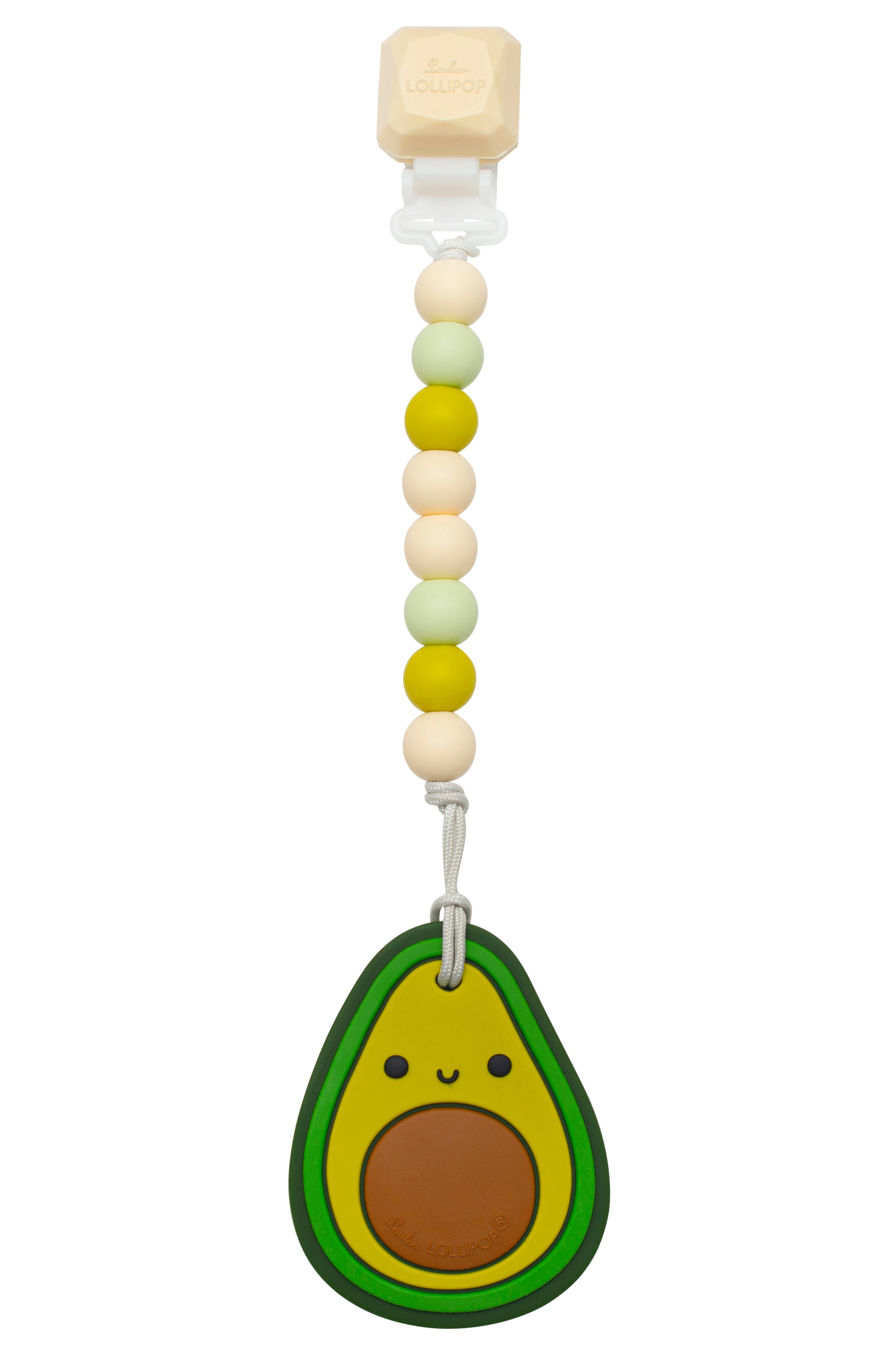 Loulou Lollipop FDA-compliant food-grade silicone teether Avocado — front view on white background