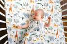 Muslin Fitted Crib Sheet Close Up - Safari Jungle