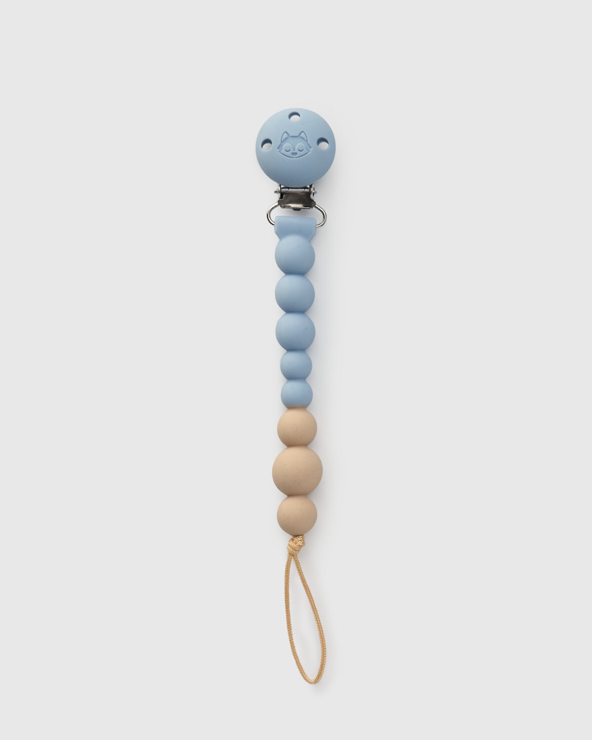 Loulou Lollipop FDA-compliant food-grade silicone pacifier clip blue fog - front view on white background