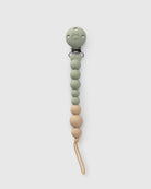 Loulou Lollipop FDA-compliant food-grade silicone pacifier clip in sage green - front view on white background