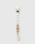 Loulou Lollipop FDA-compliant food-grade silicone pacifier clip in white - front view on white background