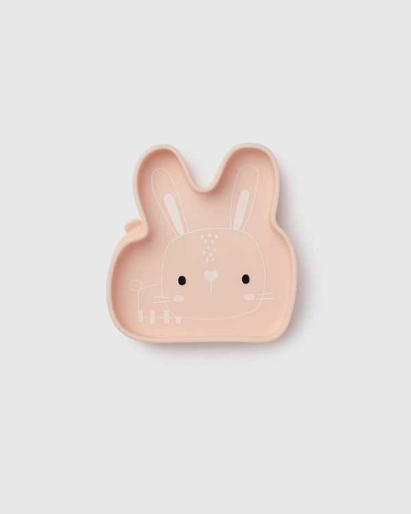 Loulou Lollipop Snack Plate in Bailey Bunny — front view on white background