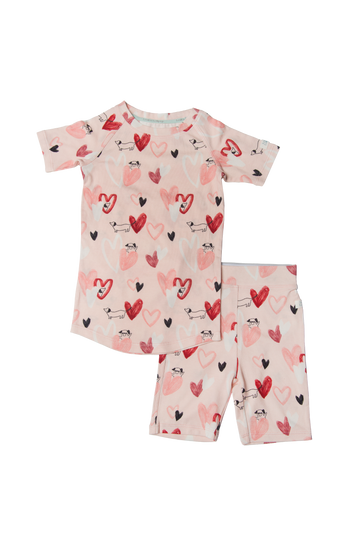 Short Pajama Set - Pink Pup
