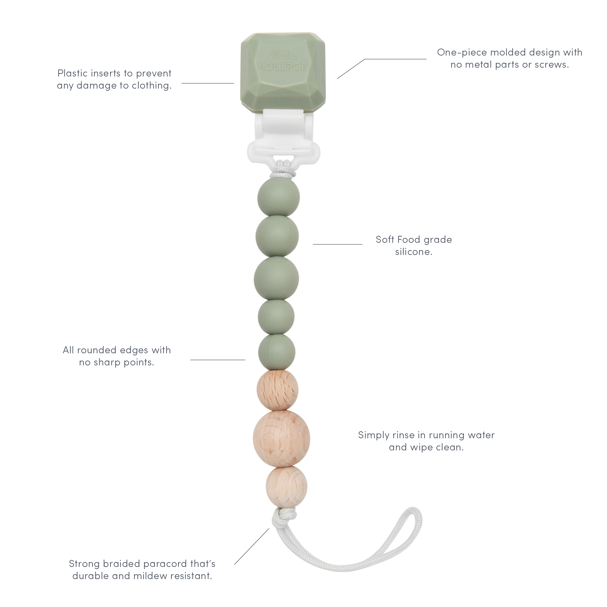 Gem-Colour-Pop-Silicone-&amp;-Wood-Pacifier-Clip-Grey-2