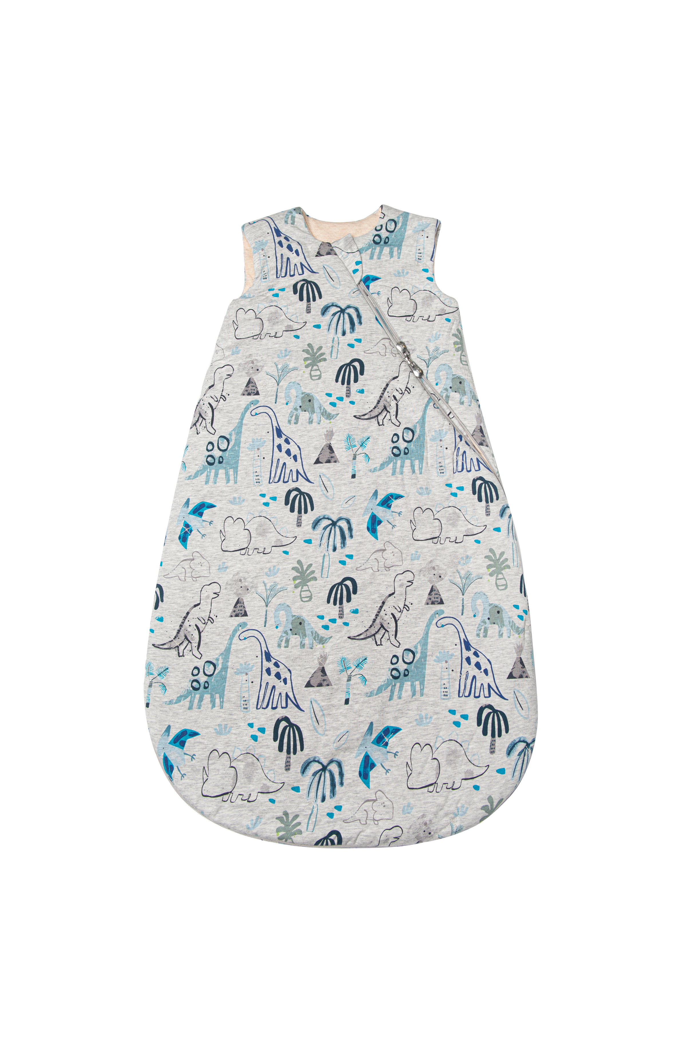 Loulou Lollipop TENCEL 2.5 TOG baby sleep bag in Dinosaurs — front view on white background