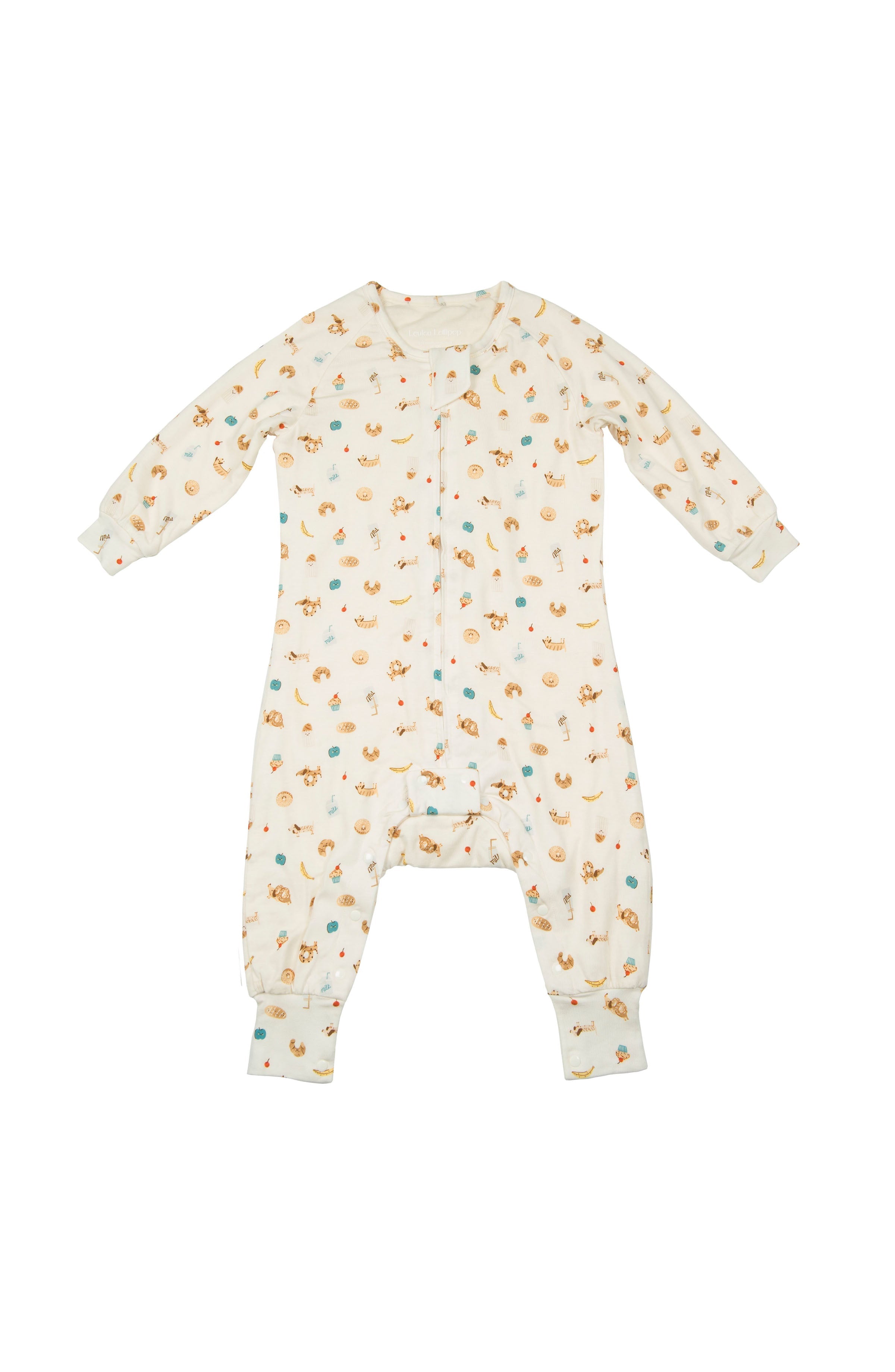 Loulou Lollipop TENCEL sleep suit in French Breakfast - front view on white background