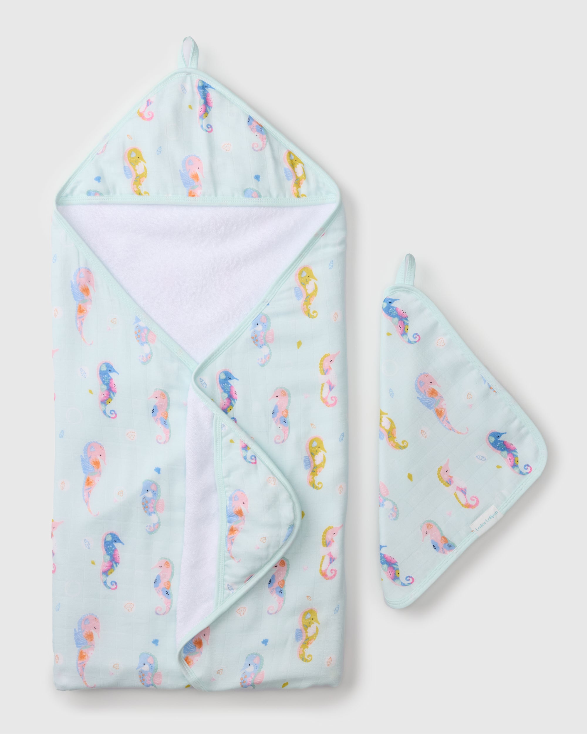 Hooded Towel Set - Painterly Seahorses