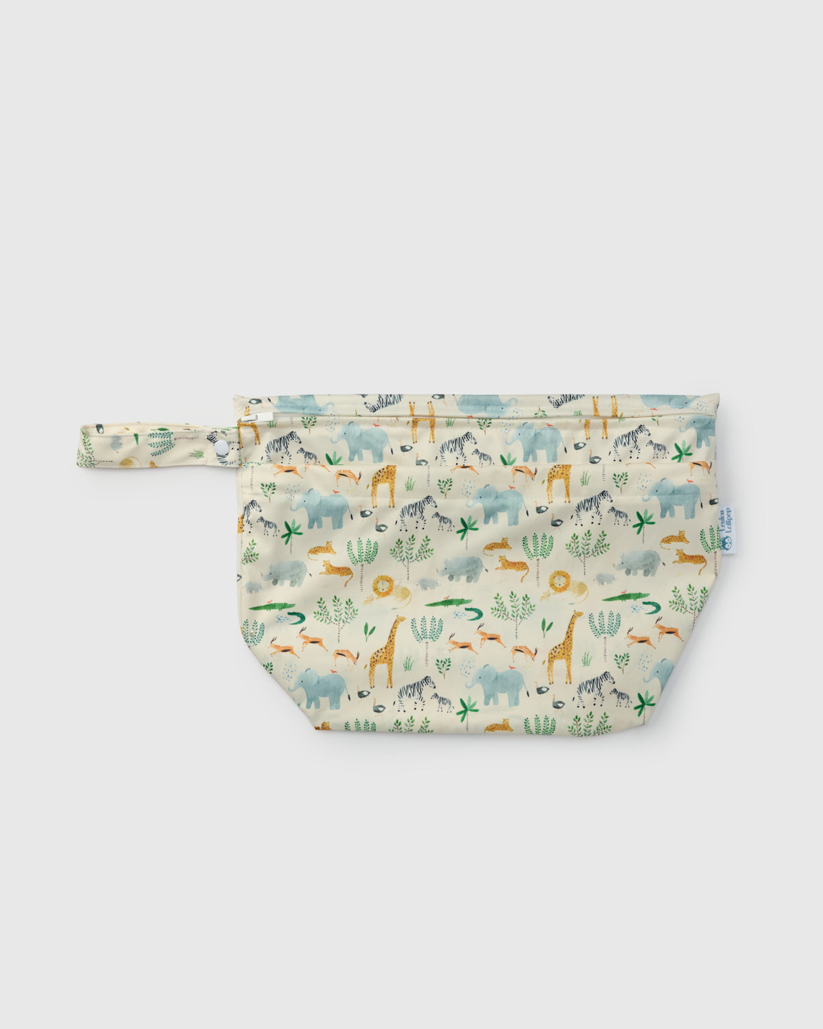 Wet Dry Fabric pouch with animal pattern on a light gray background