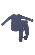 Waffle-Long-Sleeve-Pajama-Set-Denim-Blue-3