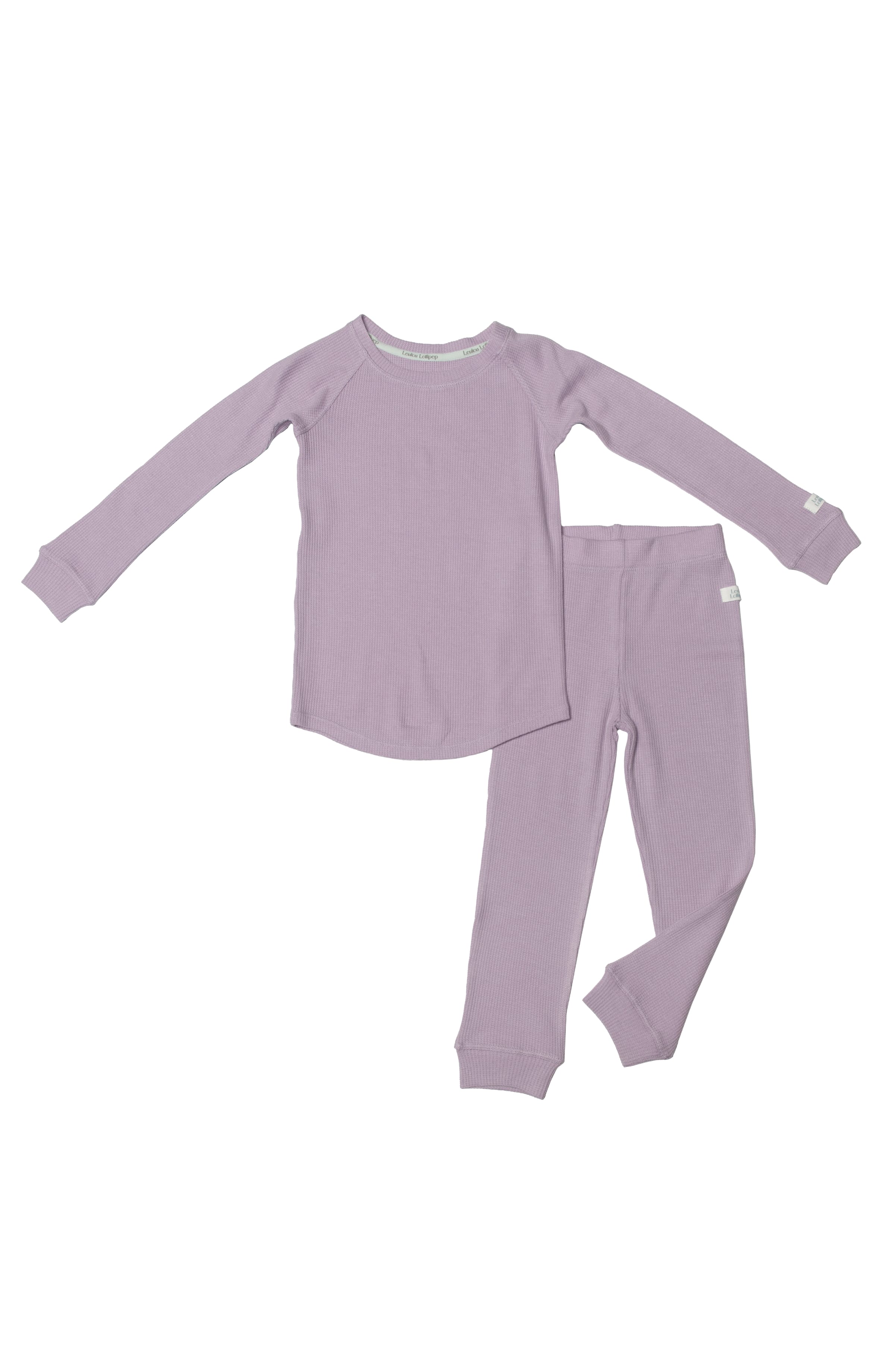 Waffle-Long-Sleeve-Pajama-Set-Lavender-2