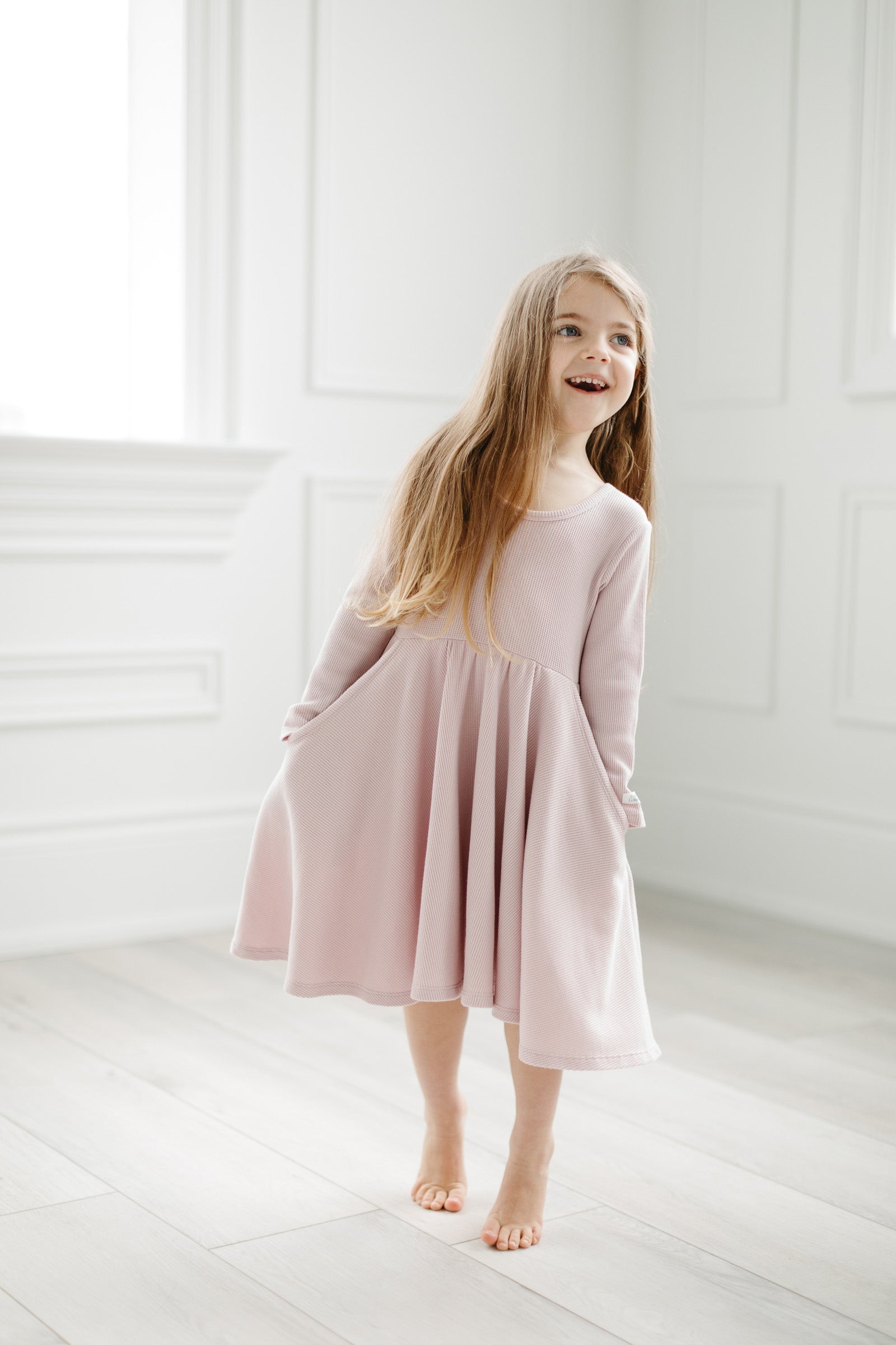 Waffle-Long-Sleeve-Skater-Dress-Blush-Pink-5