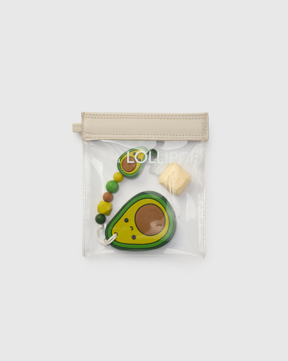 Loulou Lollipop Vintage Logo Teether Travel Pouch in Vintage Logo Multi-use Travel Pouch — front view on white background
