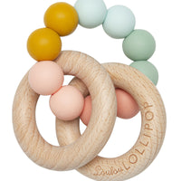 Bubble Silicone and Wood Rattle